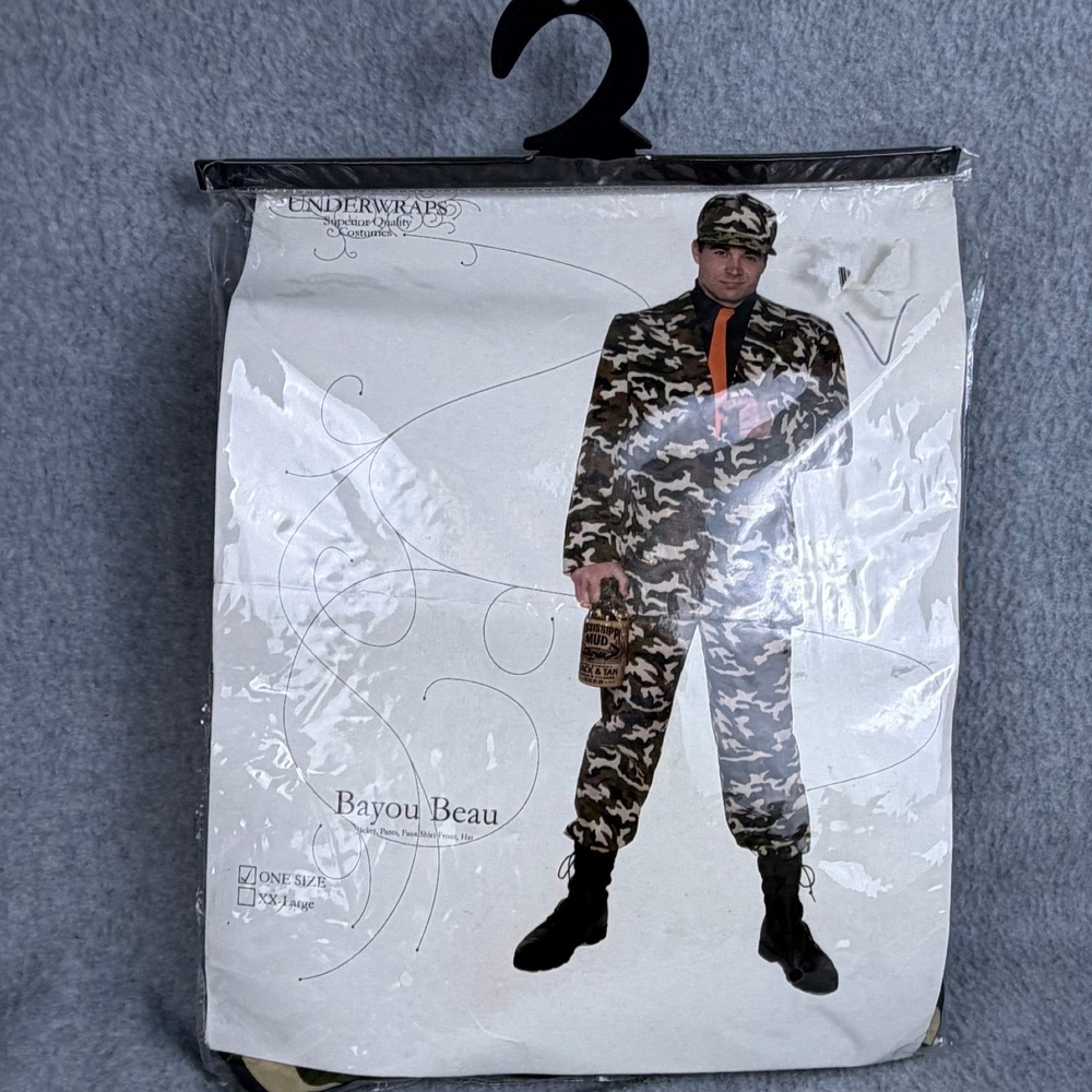 Underwraps Bayou Beau Costume Halloween Mens One Size Camo Suit Jacket Pants Hat